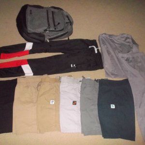 Boys clothing lot shorts, long pants, backpack